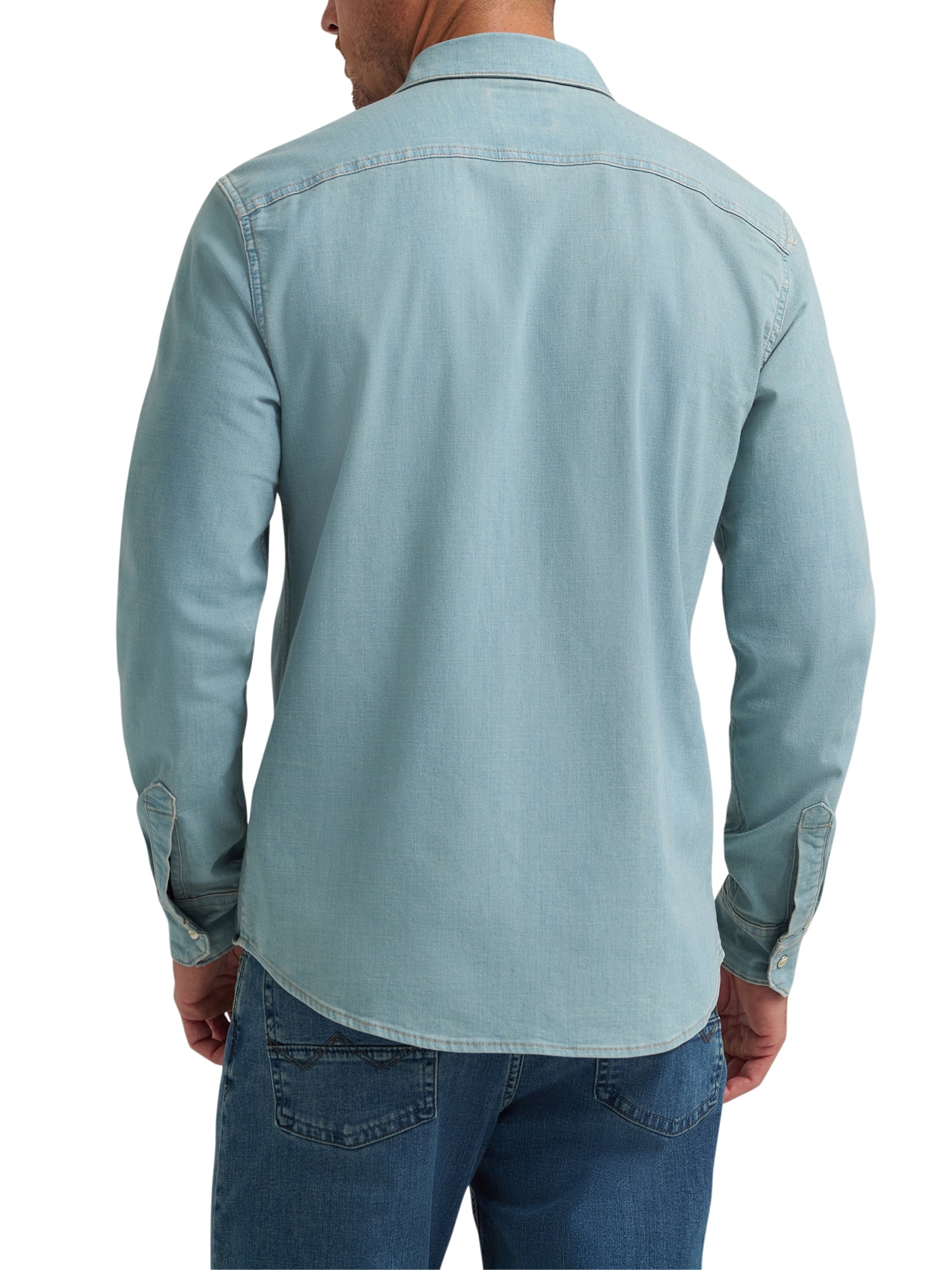 Wrangler® Men's Slim Fit Long Sleeve Woven Twill Shirt with Sunglasses Cleaner, Sizes S-5XL