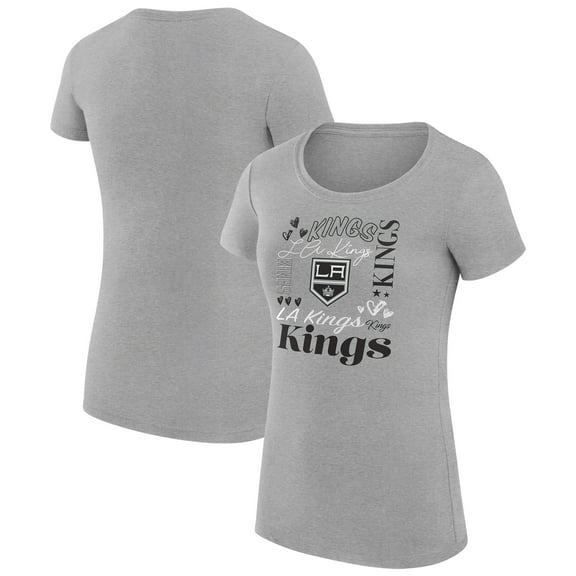 Women's G-III 4Her by Carl Banks Heather Gray Los Angeles Kings Super-Slim Fit Lightweight Collage Team Graphic T-Shirt