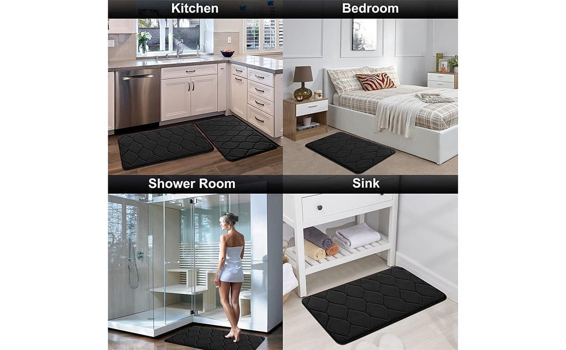 Yafa Home Fashion 1pc:24" X 35" Bath Rug, Memory Foam; Machine Washable, Water Absorbent & Non-Slip Bathmats(Black)