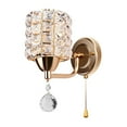 thumbnail image 2 of Modern wall of crystal Light Pendent Lamp Shiny Gorgeous Bedroom Sconce Lighting Fixture with Pull Cord Switch, E26/E27 Socket :19.5x27x10.5cm(Gold), 2 of 10