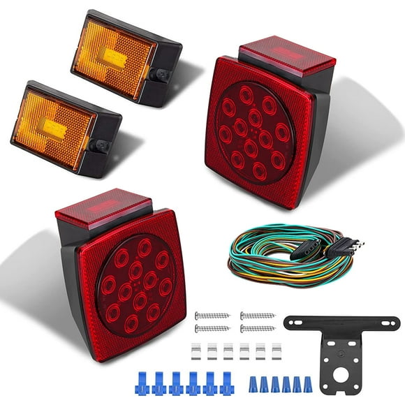 LIMICAR Trailer Light Kit, Trailer Lights Kit with Amber Trailer Marker Lights Trailer Wire License Plate Bracket,