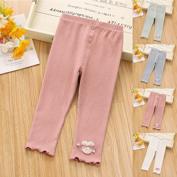 Swuxness Fall Girls Casual Long Leggings Soft Solid Color Slim Leg Pants with Elastic Waist
