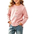 thumbnail image 3 of FAIWAD Girls Ribbed Knit Shirts Cute Long Sleeve Crew Neck Bow Tops Fall Casual Daily Clothes, 3 of 7