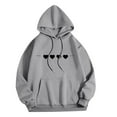thumbnail image 2 of Women's 2025 Hoodies Casual Printed Round Neck Long Sleeved Loose Sweatshirts Fall Spring Jackets with Pockets Gray 2XL, 2 of 4