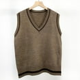 thumbnail image 3 of Wancir Womens V Neck Sweater Vest School Uniform Vest Striped Cable Knit Sleeveless Sweater Tops, 3 of 3