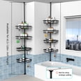 thumbnail image 4 of Corner Shower Caddy Tension Pole - Shower Tension Rod Organizer, with Soap Holder & Hooks Family Stand Storage Rack No-Drill Adjustable Shower Shelf 25-114.2 inch, Towel Rack Corner Waterproof, Black, 4 of 7