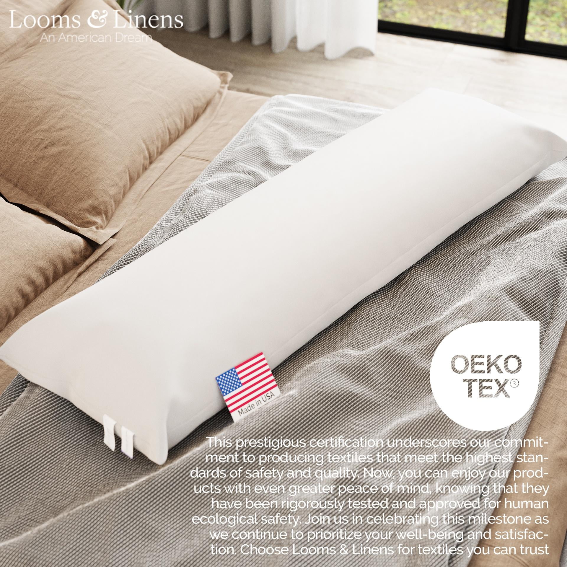 48 inch Body Pillow Insert Long Body Pillows for Adults, Pregnant Woman Side Sleep. Made in USA 1 pack by Looms & Linens