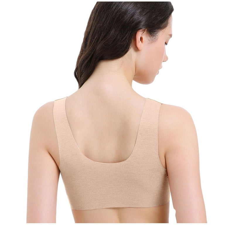 MRULIC bras for women Women's Adjustable Sports Front Closure Extra-Elastic  Breathable Lace Trim Bra Khaki + M 