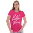 thumbnail image 3 of Church is Cheaper Than Therapy Womens Slim Fit Graphic Tee Brisco Brands M, 3 of 5