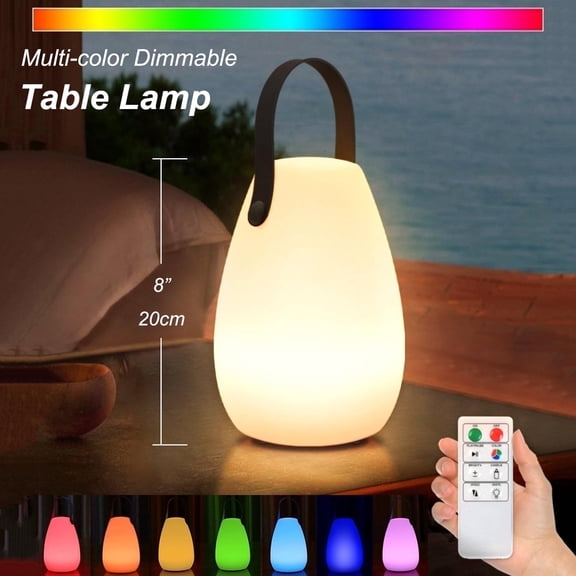 Postlucky 8" Cordless LED Lantern Lamp with Strap,Remote,USB Charging,8 Colors Changing for Home/Patio/Decor