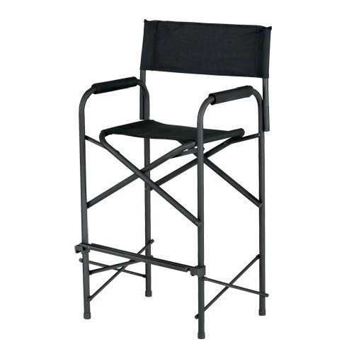 E-Z UP Chaise de Réalisateur Haute, Siège 31†de Haut, Accoudoirs Rembourrés et Sac de Rangement, Noir