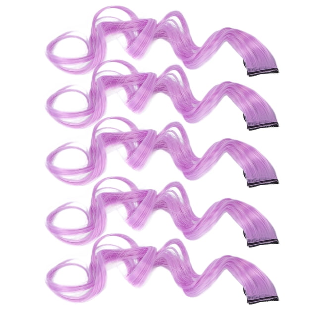 Hair Extension Synthetic, 5pcs Hair Extension Colorful Curling For Party For Prom Purple,Greyish Green,Grapefruit Pink,Gray