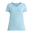thumbnail image 2 of Time and Tru Women's Cotton V-Neck Tee with Short Sleeves, Sizes XS-XXXL, 2 of 5