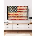 thumbnail image 5 of Retro American Flag Outdoor TV Cover 60 to 65 Inch Weatherproof, Vintage Red Strip Star US Flag 600D Oxford TV Covers with Waterproof Zipper, Outside Flat TV Screen Protector Size 58"W x 37"H x 4.5"D, 5 of 7