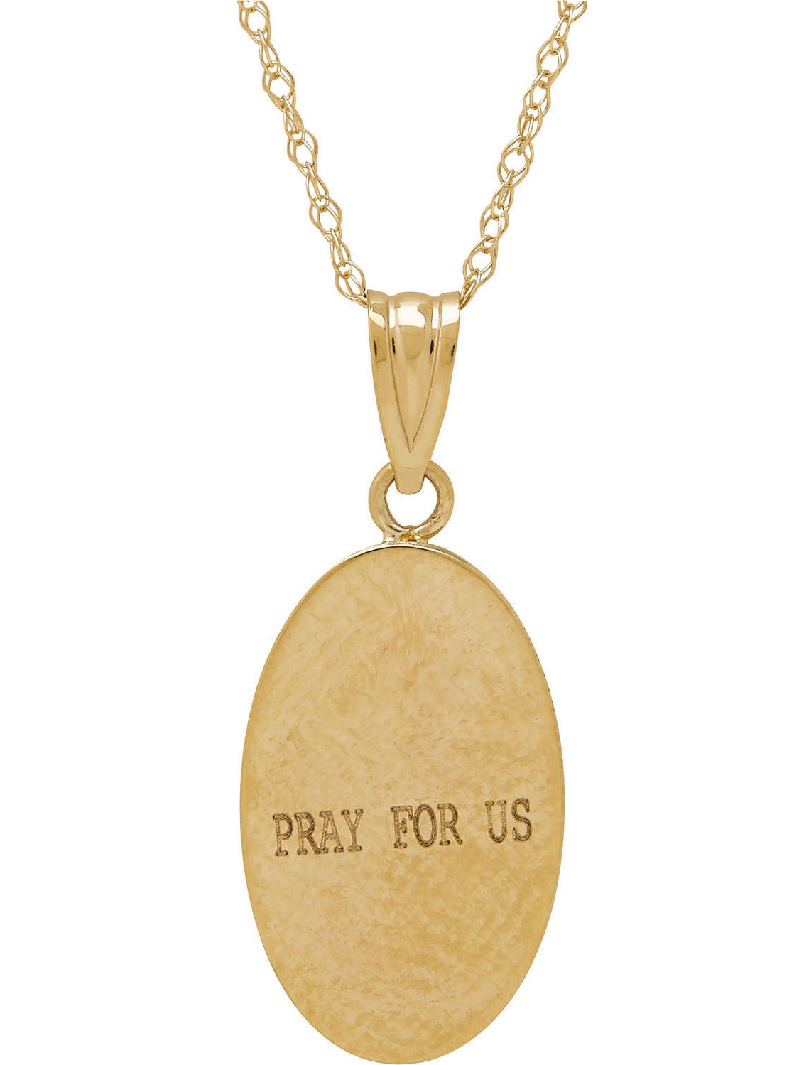 Simply Gold Kids' Precious Sentiments 10kt Oval Yellow Gold Virgin Mary with "Pray for us" Pendant, 14" Necklace