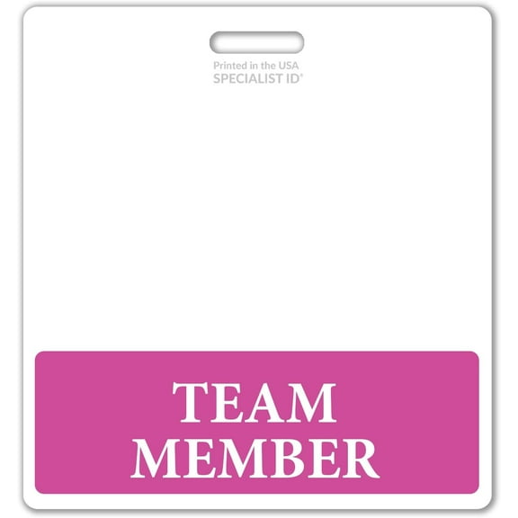 Oversized Team Member Badge Buddy Horizontal - XL Badge Buddies for Team Members - 3 3/8 X 4 1/8 Role Identification Badge Backer Card - USA Printed by Specialist ID (Hot Pink)