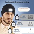 thumbnail image 2 of Sombrero de gorro con luz LED unisex actualizado, faro de brillo ajustable recargable, luz de sombrero LED de invierno oso de fresa Hogar, 2 of 5