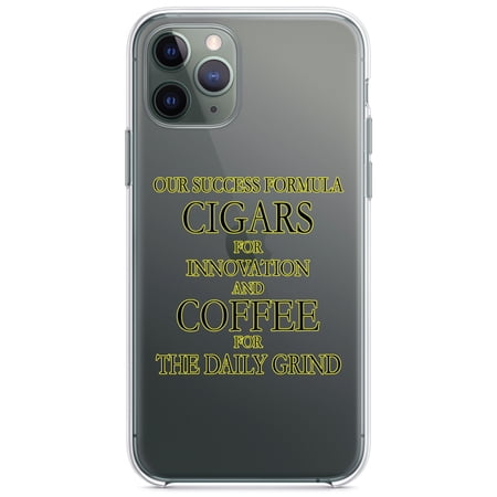 DistinctInk Clear Hybrid Case for Apple iPhone 12 Mini (5.4 Screen) - Cigars & Coffee - Lightweight Grip
