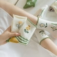 thumbnail image 4 of Green Floral Multi-Patterned Cute Cotton Crew Socks For Women, Size 5-8, Pack of 5, 4 of 6