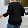 thumbnail image 4 of tarylea Plus Size Womens Tops Notch Neck 3/4 Sleeve Shirts Solid Color Loose Tops Casual Summer Comfy Basic Dailywear Tops, 4 of 6
