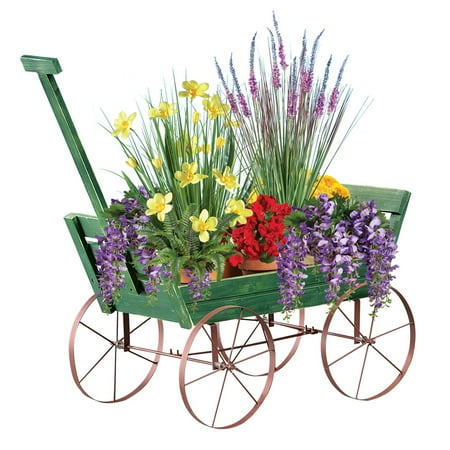 Old Fashioned Wooden Garden Wagon Cart Flower Planter Old Fashioned Wooden Garden Wagon Cart Flower Planter