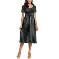 thumbnail image 3 of Ecavus Maternity Dress Short Sleeve Casual Pregnancy Dress Black White Stripe M, 3 of 4