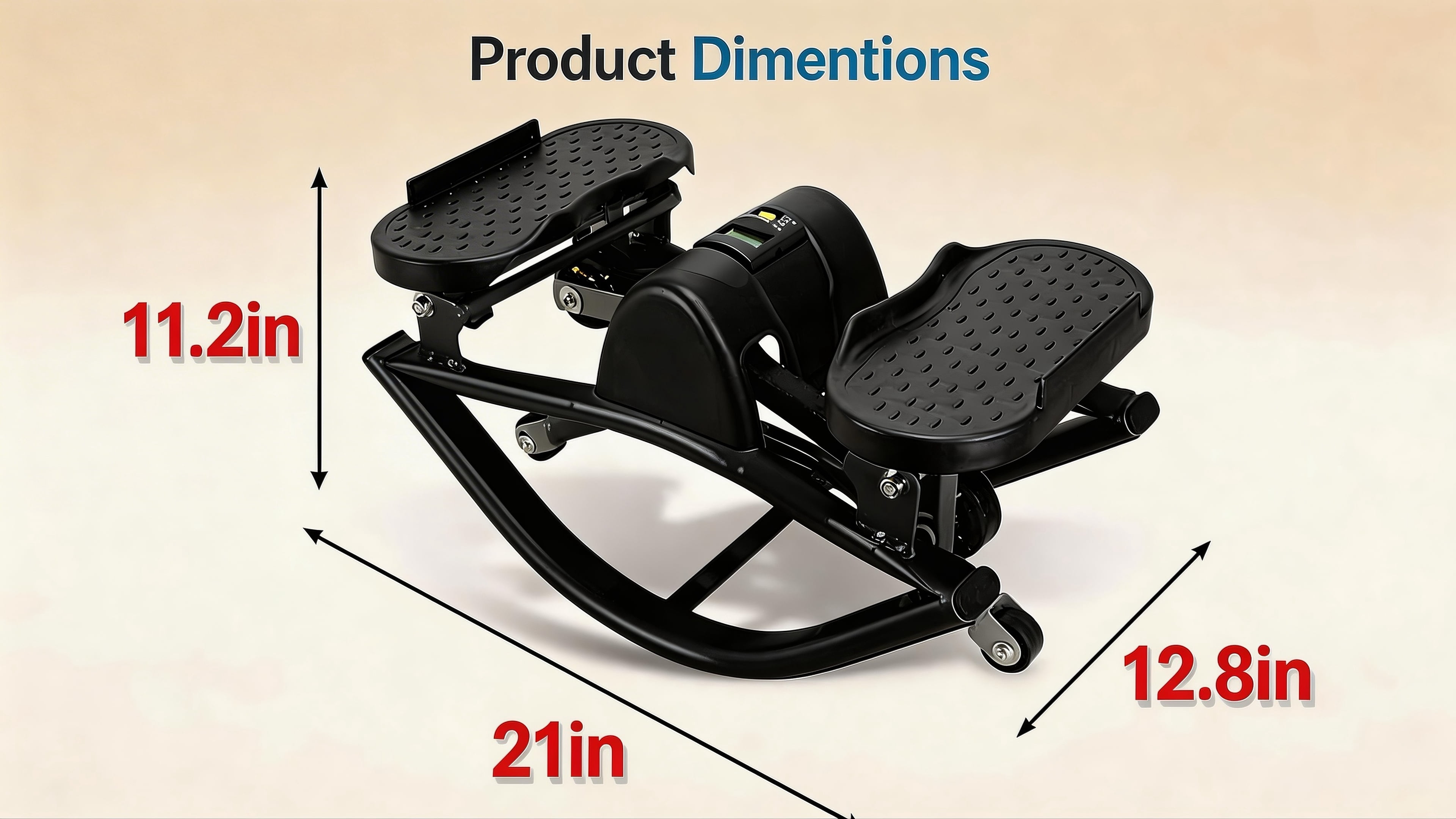 Portable Mini Stair Stepper for Home Workout, Low-Impact Elliptical Step Machine with Quiet Hydraulic System, Non-Slip Pedals, Digital Monitor & Compact Design for Full Body Exercise
