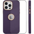 thumbnail image 4 of for iPhone 14 Pro Case Silicone 3 in 1 Case Logo View + 1* Screen Protector Shockproof Protective Anti-Skid Edge Cover iPhone 14 Pro Case -Purple, 4 of 6