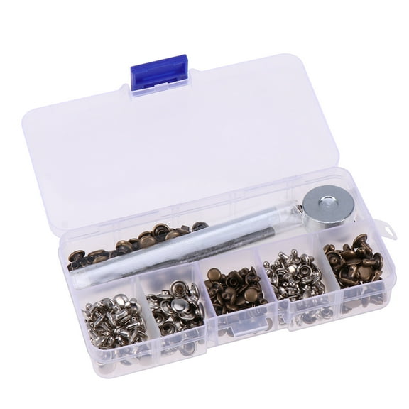 Narrster 120pcs Leather Buckles Accessories Copper Buckles Sets for Bags Shoes Belt Clothing Silver and Bronze with Installation Tool