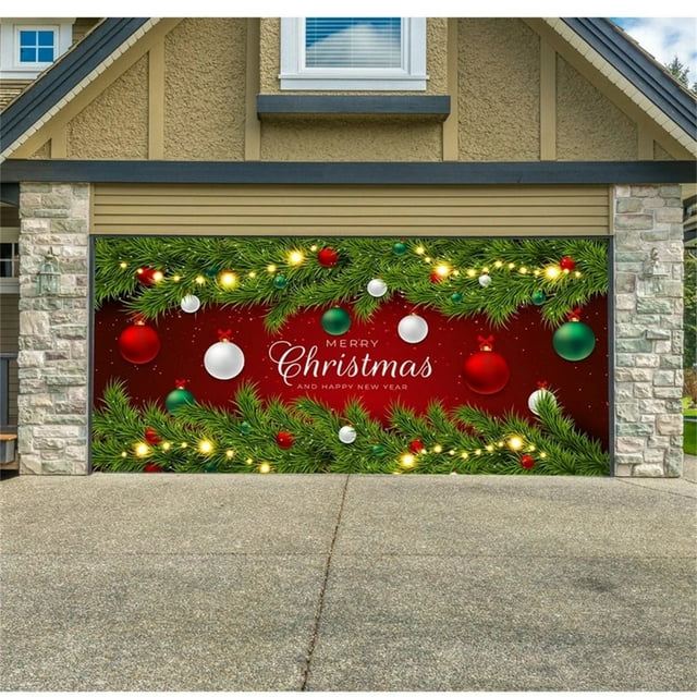 Toyfunny 7 X 16 Ft Merry Christmas Holiday Banner Garage Door Cover ...