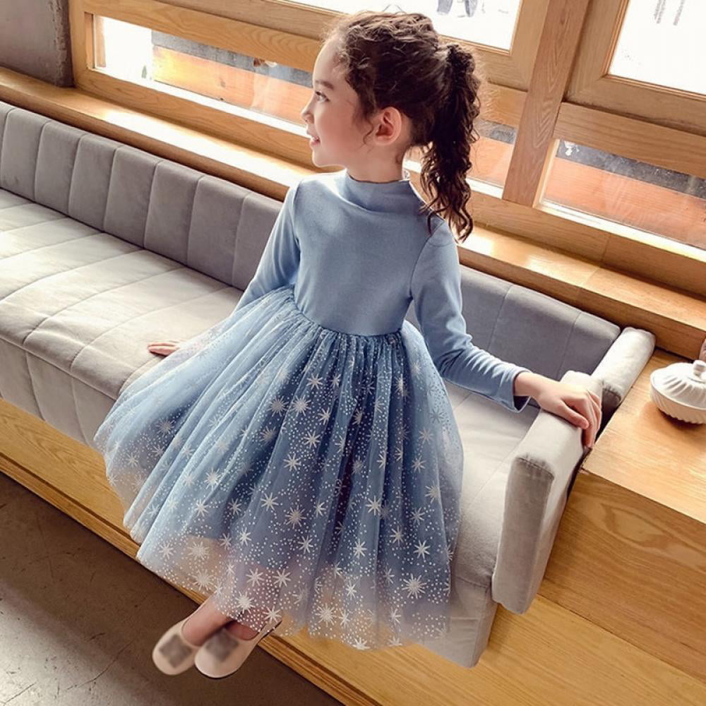 Girl Check Pleated Dresses Spring Autumn Long Long Sleeve Party Pageant Outfits 
