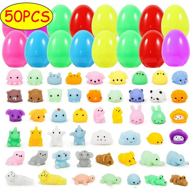 50PCS Mochi Squishy Prefilled Easter Eggs (Toys Inside); Kawaii Foamy