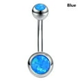 thumbnail image 6 of QQTDFG 1 Pc Opal Stone Stainless Steel Belly Button Rings Woman Barbell Navel Piercing-Blue, 6 of 9