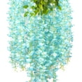 thumbnail image 3 of 12 Pack Artificial Flowers Silk Wisteria Vine Ratta Hanging Flower (Red), 3 of 5