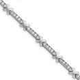 thumbnail image 1 of 925 Sterling Silver Solid Polished Open back Safety bar Box Catch Closure CZ Cubic Zirconia Simulated Diamond Bracelet 7, 1 of 4
