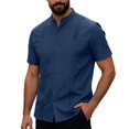 thumbnail image 3 of Men’s Short Sleeve Cotton Linen Shirt Summer Beach Casual Top, 3 of 9