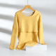 thumbnail image 5 of Top de lactancia de terciopelo con forro polar cálido para mujeres embarazadas, ropa de verano de manga larga sin costuras, ropa interior posparto con cuello en V, 5 of 5