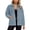 C-Blue301, variant on Women's Winter Teddy Jacket Windproof Button-Down Solid Color Long Sleeve Turndown Collar Fuzzy Coat With Pockets Thickened Versatile Outerwear