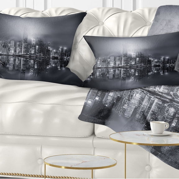 Designart 12" x 20" Black Polyester Throw Pillow