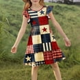thumbnail image 4 of Girls 4th of July Dress Patriotic A-Line Midi Flutter Sleeve Red White Blue Patchwork 6-14,Size 11-12 T, 4 of 8