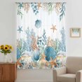 thumbnail image 2 of Teal Blue Coastal Sheer Curtains 63 Inches Long, Summer Beach Starfish Shell Coral Nautical Light Filering Curtains, Breathable Simi Curtain Privacy Drapes for Living Room Bedroom Window Treatment, 2 of 9