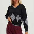 thumbnail image 2 of Erwazi Sweaters Women's Color Block Fall Winter V Neck Long Sleeve Warm Soft Knitted Pullover, 2 of 7