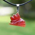thumbnail image 2 of K-KED 5pc Red Agate Hand Carved Animal Gems Stone Luck Energy Pendants Necklace 17.5'', 2 of 9