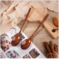 thumbnail image 2 of 2 Pcs Single Color Long Handle Soup Spoon Lovely Log Spoon Simple Temperament Portable Rrice Spoon Wooden Cutlery Kitchen Tools, 2 of 8