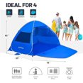 thumbnail image 2 of Pop Up Beach Tent for 4 Person Family, UPF 50+ Sun Shelter & Waterproof Shade, Automatic Easy Setup Portable Cabana Outdoor Travel (Dark Blue), 2 of 5