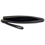 Coach Women's Large Corner Zip Wristlet in Crossgrain Leather (Black)