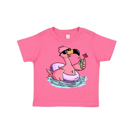 

Inktastic Flamingo with Sunglasses Pool Float and Drink Gift Toddler Boy or Toddler Girl T-Shirt