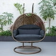 thumbnail image 5 of LeisureMod Mendoza Dark Brown Wicker Hanging 2 Person Egg Swing Chair with Stand & Black Cushions, 5 of 9