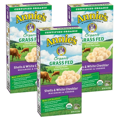 (3 Pack) Annie's Organic Grass Fed Shells & White Cheddar Mac & Cheese 6 (Best 3 Cheese Mac And Cheese Recipe)