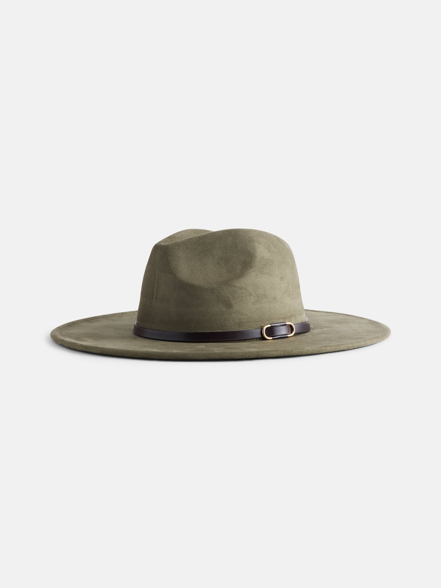 Scenario Women's Faux Suede Fedora with Mix Media Band, Olive